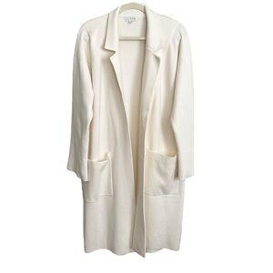 J. CREW Ella Merino Wool Blend Coatigan Sweater‎ Coat Ivory Size Large